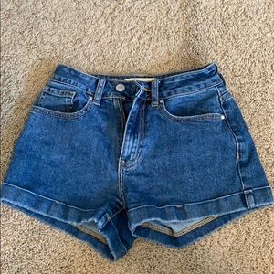 Dark wash mom shorts
